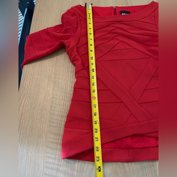 Just Cavalli| Vibrant Red Long Sleeve Top, Structured Bandage Style•••Boatneck - Picture 9 of 10